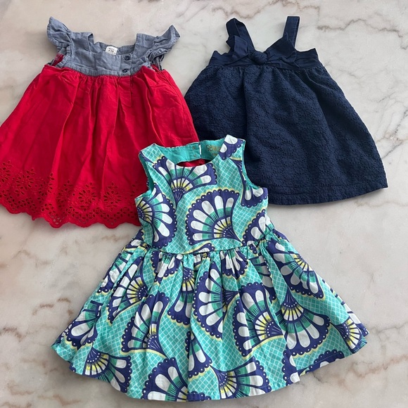 Gap Baby Oshkosh Girl 18/24 months Eyelet Dress Bundle of 3 Red Blue - Picture 2 of 12